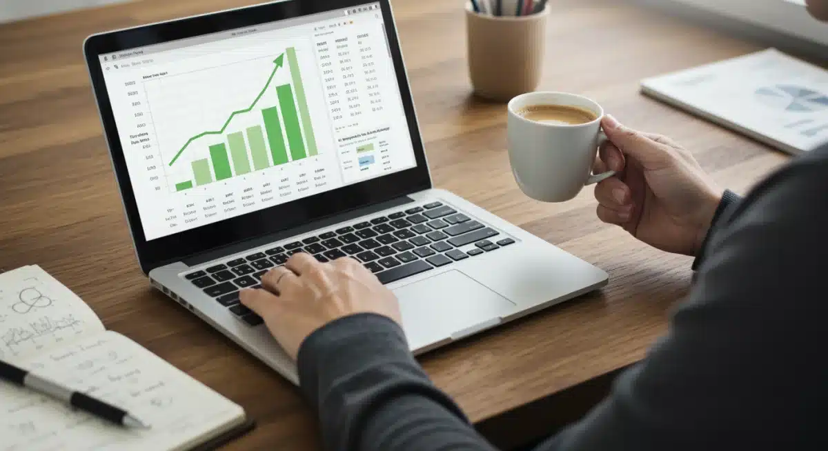 Person managing finances with digital tools and automation