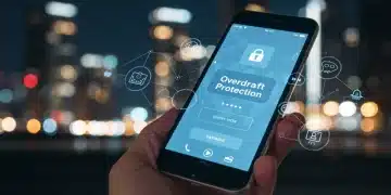 Digital banking app on smartphone with overdraft alert, representing new financial policies.