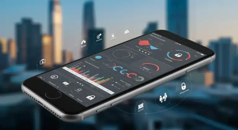 Modern digital account app interface on a smartphone with financial data