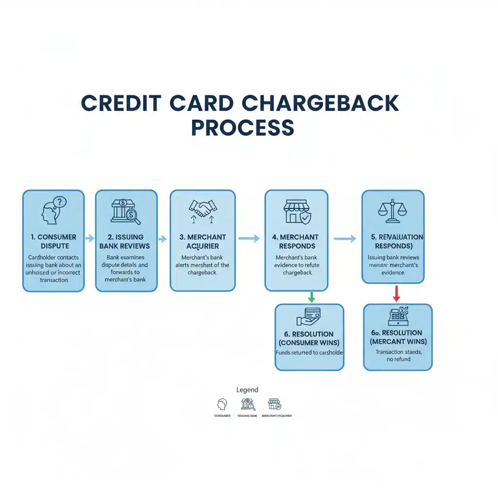 Infographic showing credit card chargeback process steps