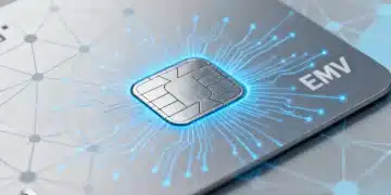 EMV chip technology on a credit card ensuring secure transactions