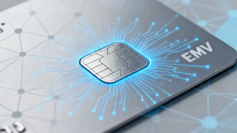 EMV chip technology on a credit card ensuring secure transactions