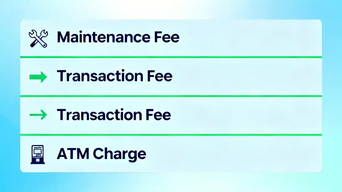 Infographic detailing various types of digital account fees