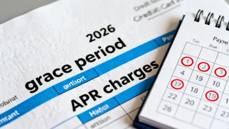 Credit card statement showing grace period and APR details for 2026