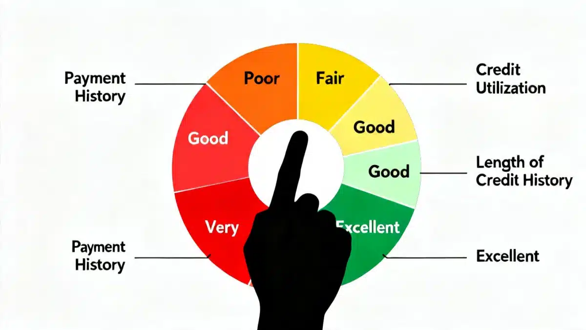 Infographic illustrating the components and impact of a credit score.