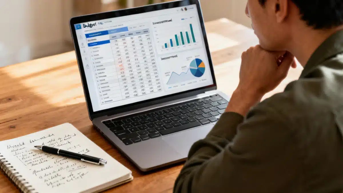 Individual engaging in financial planning and education to combat inflation