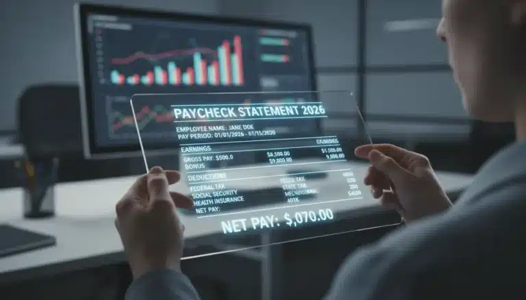 Detailed 2026 digital paycheck statement showing income and deductions