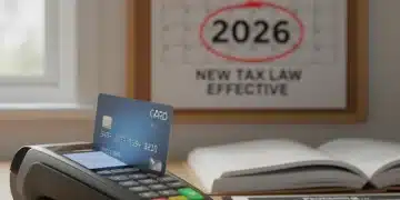 Credit card being used with financial documents and a 2026 calendar in the background, representing new tax law impact.