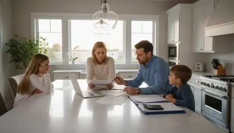 American family reviewing financial documents and discussing 2026 tax law changes