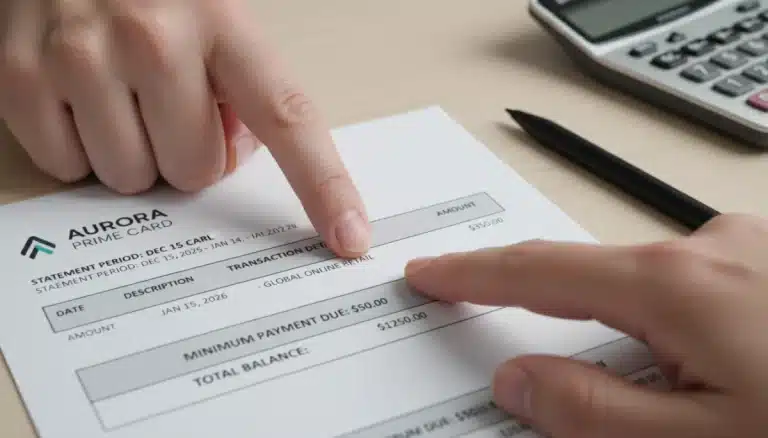 Detailed 2026 credit card statement with highlighted sections for monthly review