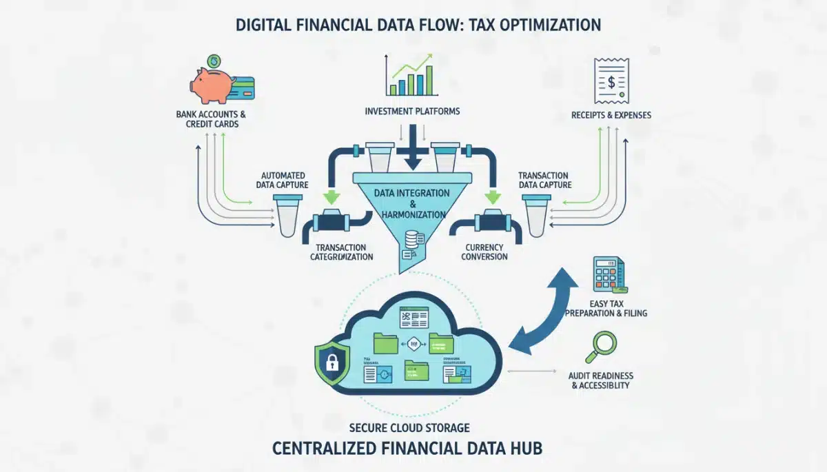 Integrated digital financial data flow for tax preparation