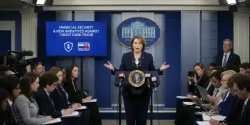 President discusses 2026 initiatives to combat credit card fraud at White House briefing.