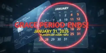 Credit card with calendar showing January 2026 and a grace period notification