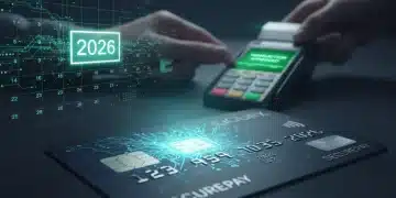 EMV chip card with digital security patterns for 2026 updates