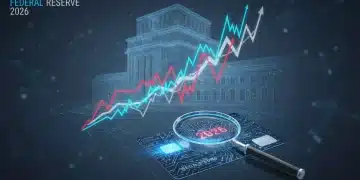 Federal Reserve building with credit card and financial charts, symbolizing 2026 policy shift impact.