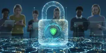 Digital padlock securing financial data network, symbolizing the new Financial Data Protection Act.