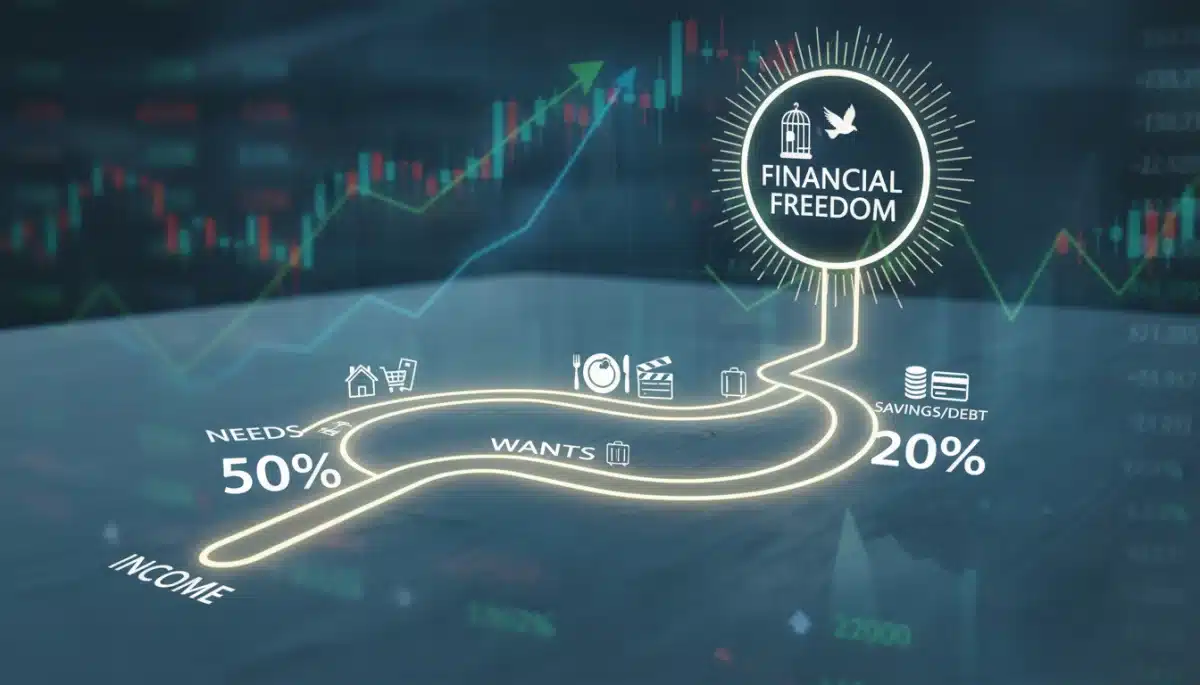 Financial roadmap with 50/30/20 budget breakdown